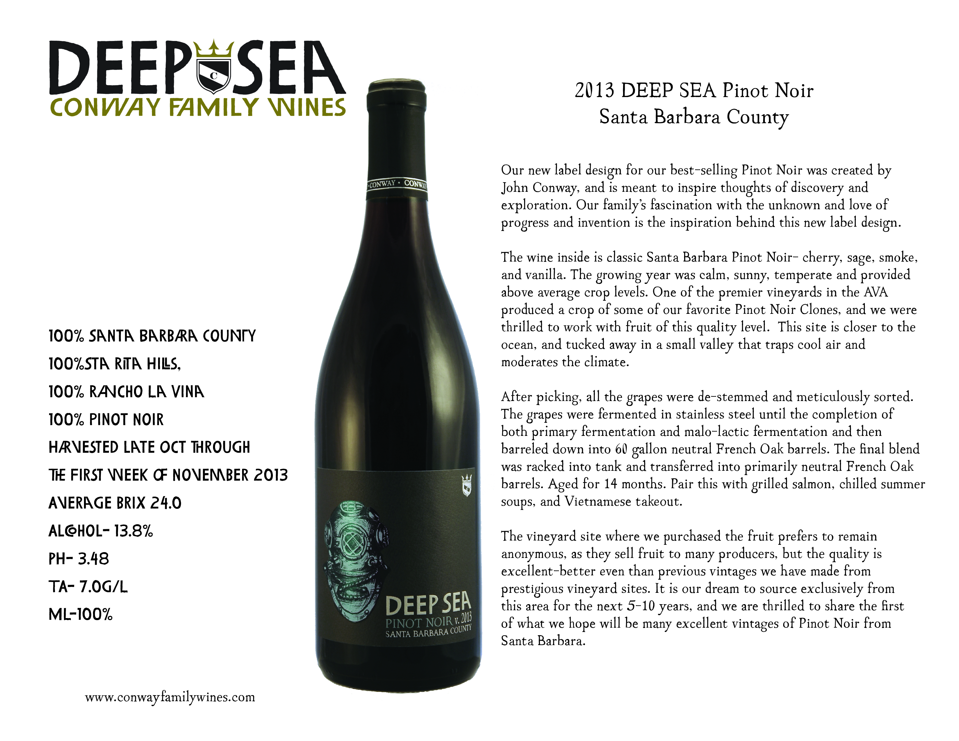Conway Family Wines Trade Media Wine Notes Deep Sea