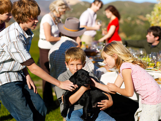 Children and dog